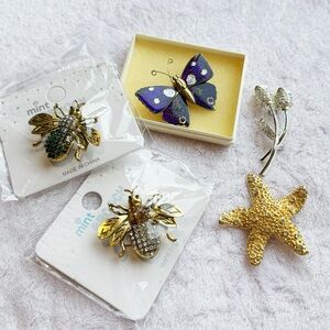 5pc Bejeweled Brooch Lot